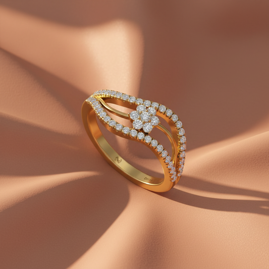 Modern S-Curve Flower Cluster Diamond