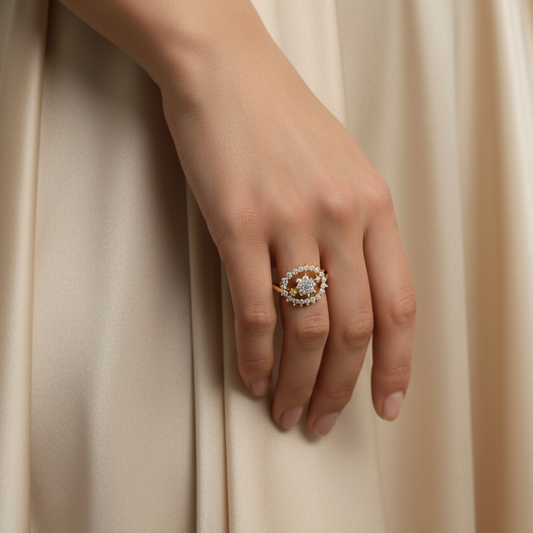 Double Halo Geometric Openwork Diamond