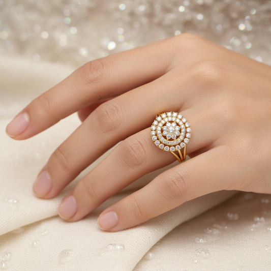 Opulent Triple Orb Diamond Cluster Celestial Feminine Luxury
