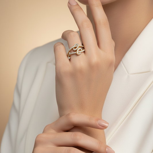 Infinity Diamond Dual-Loop Flowing Organic Feminine