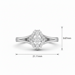 Botanical Diamond Elliptical Bloom Contemporary Feminine Luxury Elegance