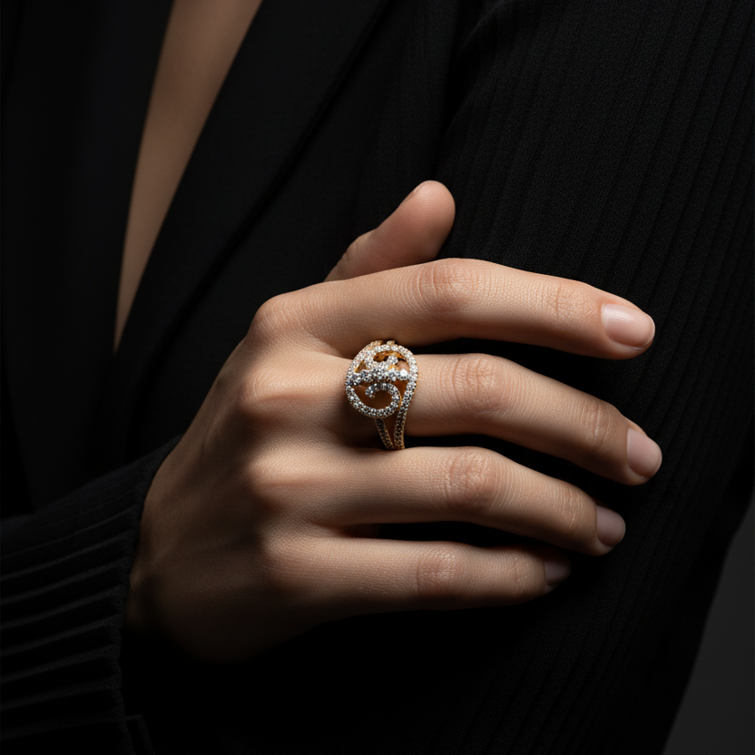 Flowing Diamond Wave Focal Dynamic Cascading Feminine Luxurious