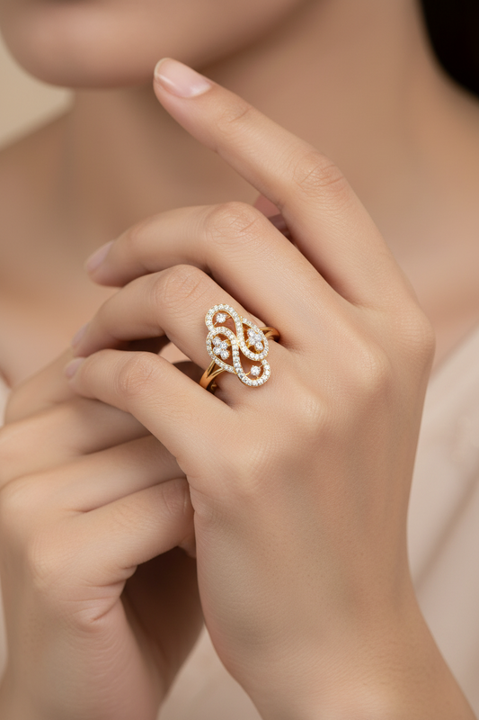 Fluid Dual-Curve Openwork Diamond