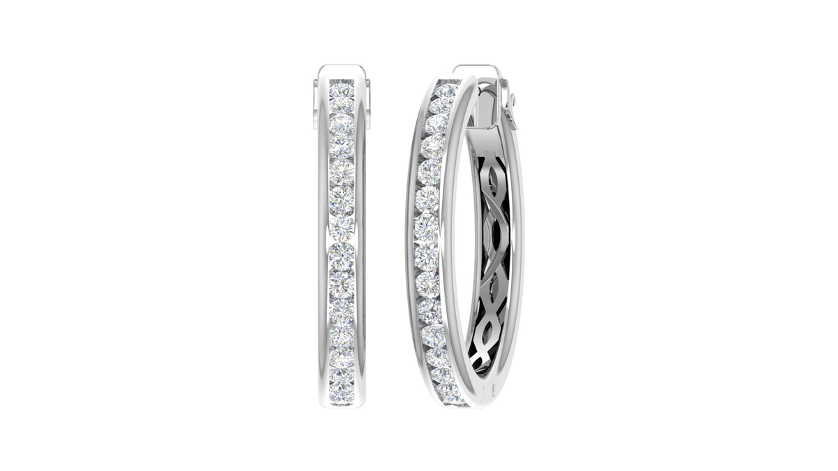 Classic Open-Work Filigree Channel-Set Diamond Huggie