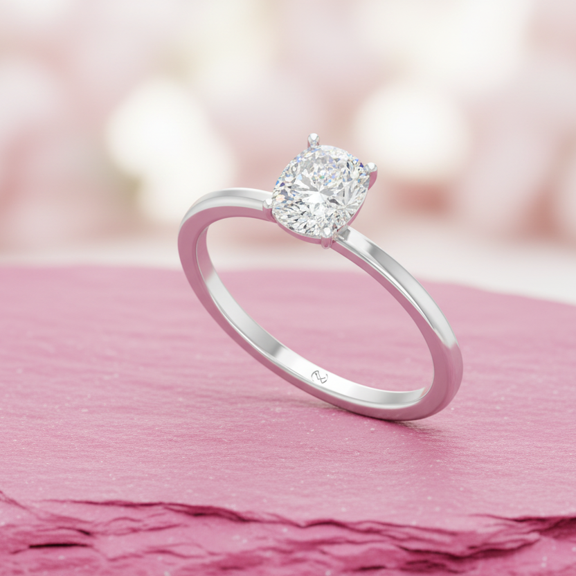 IGI cert. 1.50 ctw Cushion Single Stone Lab Grown Diamond