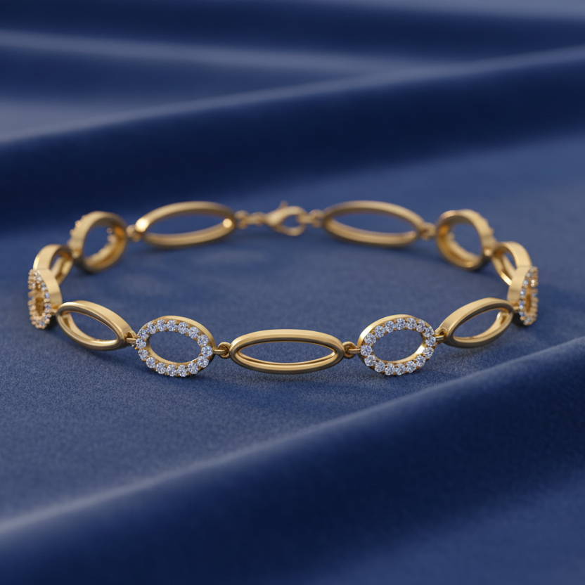Oval and Circular Diamond Link Bracelet
