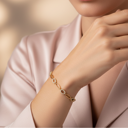 Oval and Circular Diamond Link Bracelet