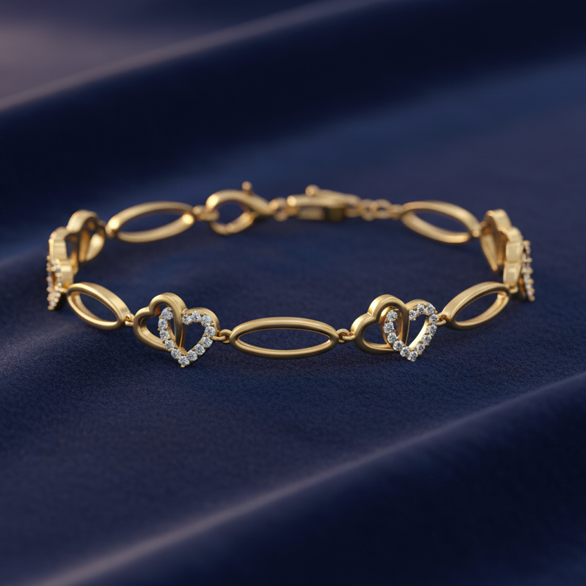 Romantic Heart Shaped Link Chain Diamond Radiance