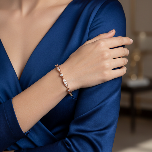 Marquise and Round Shape Diamond Link Bracelet