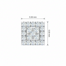Load image into Gallery viewer, Square Diamond Illusion Stud Earrings with Double Halo