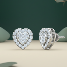 Load image into Gallery viewer, Heart Shaped Diamond Double Halo Stud Earrings
