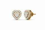 Heart Shaped Diamond Double Halo Stud Earrings