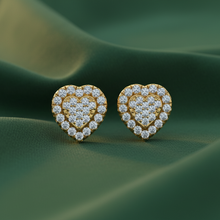Load image into Gallery viewer, Heart Shaped Diamond Double Halo Stud Earrings