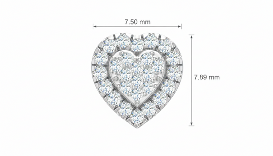 Heart Shaped Diamond Double Halo Stud Earrings