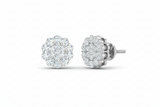 Brilliant Diamond Cluster Flower Stud Earrings