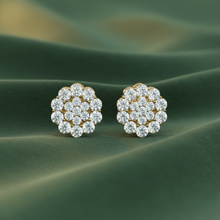 Load image into Gallery viewer, Brilliant Diamond Cluster Flower Stud Earrings