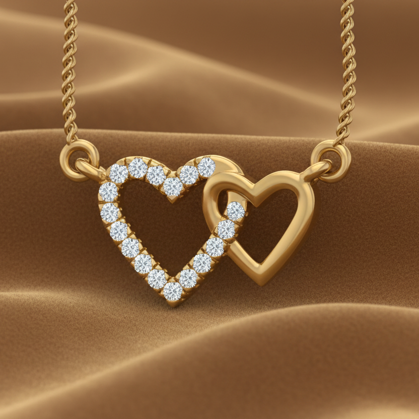 Interlocking Hearts - With Chain
