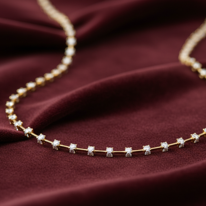 Dainty Gold Bezel Diamond Choker