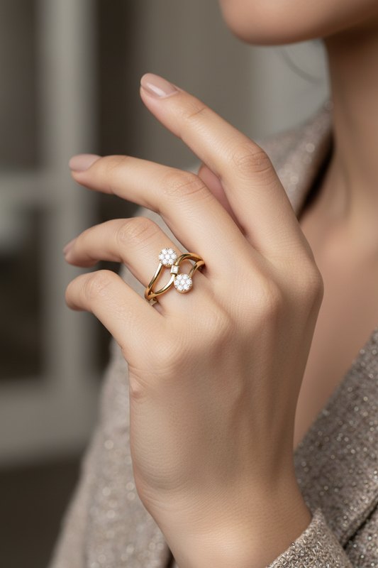 Triple Vertical Cluster With Center Stone Diamond
