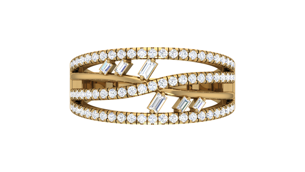 Intertwining Sculptural And Round and Baguette