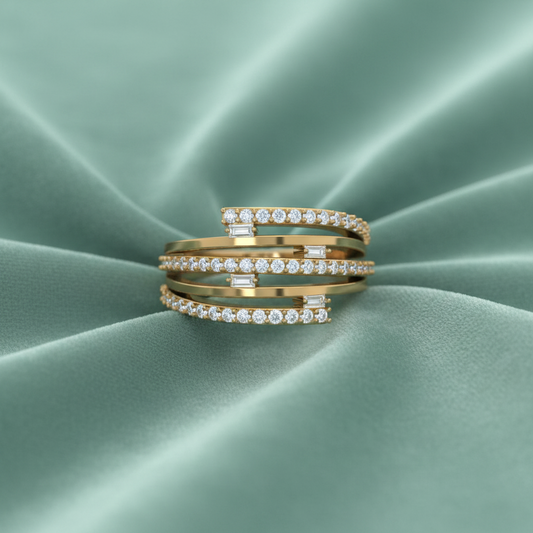 Tiered Diamond Linear Baguette Statement