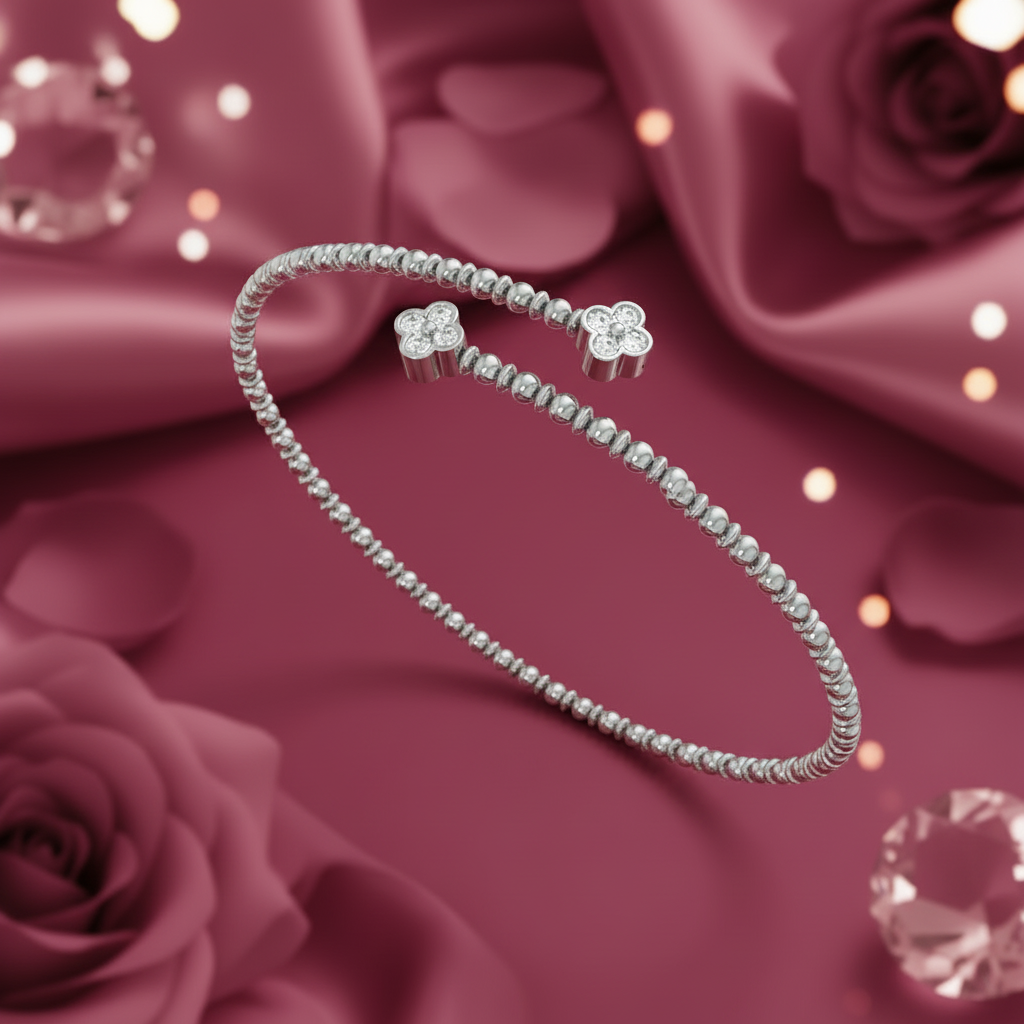 Two Flower Shape Pansak Clover Natural Diamond Glow