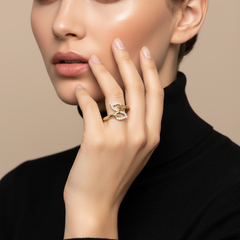 Nature-Inspired Diamond Dual Leaf Organic Flowing Botanical Feminine Graceful