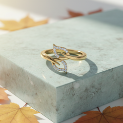 Nature-Inspired Diamond Dual Leaf Organic Flowing Botanical Feminine Graceful
