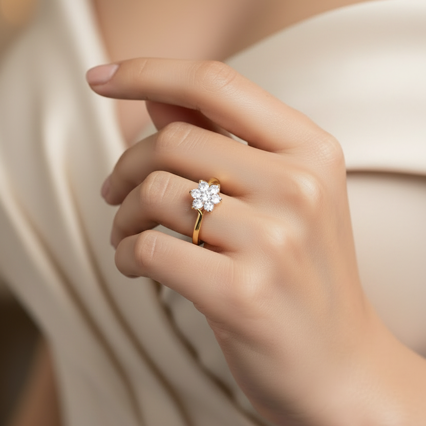 Geometric Petal Floral Seven Stone Diamond