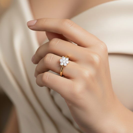 Geometric Petal Floral Seven Stone Diamond