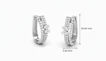 Load image into Gallery viewer, Diamond Double Row U-Shape Hoops Floral Earrings