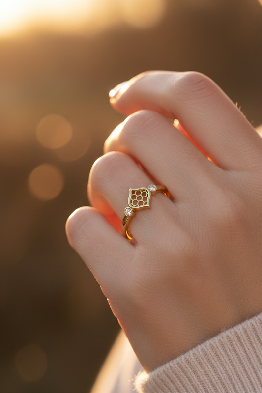 Geometric Cut-Out Open Work Two Stone Linked Diamond