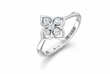 Geometric Leaf Petal Cluster Five Stone Diamond