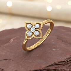 Geometric Leaf Petal Cluster Five Stone Diamond