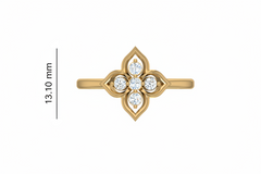 Geometric Leaf Petal Cluster Five Stone Diamond