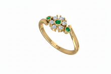 Load image into Gallery viewer, Emerald Bezel-Accented Floral Cluster