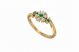 Emerald Bezel-Accented Floral Cluster Diamond