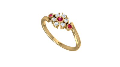 Ruby Bezel-Accented Floral Cluster Diamond