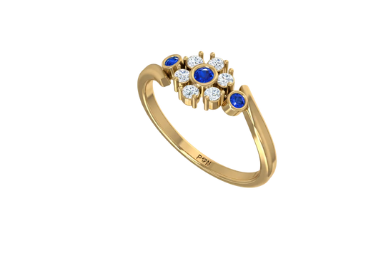 Sapphire Bezel-Accented Floral Cluster Diamond