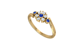 Sapphire Bezel-Accented Floral Cluster Diamond