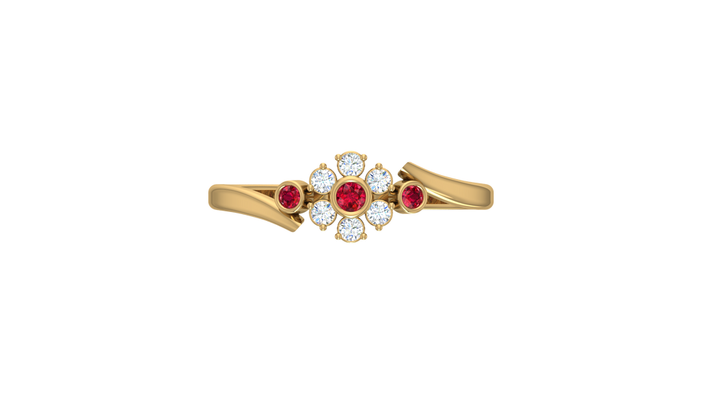 Ruby Bezel-Accented Floral Cluster