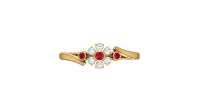 Ruby Bezel-Accented Floral Cluster Diamond