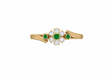 Load image into Gallery viewer, Emerald Bezel-Accented Floral Cluster