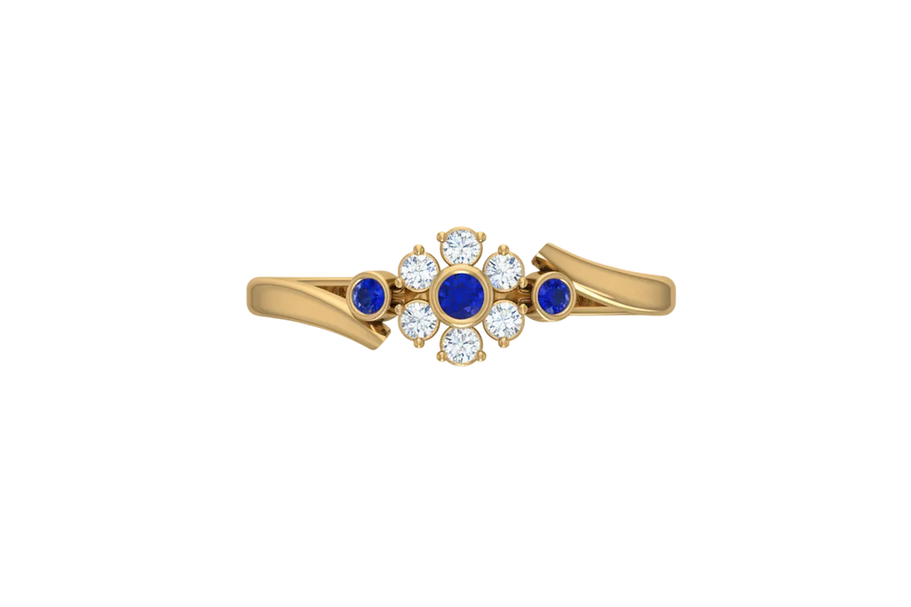 Sapphire Bezel-Accented Floral Cluster