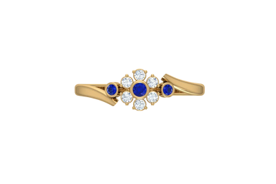 Sapphire Bezel-Accented Floral Cluster Diamond