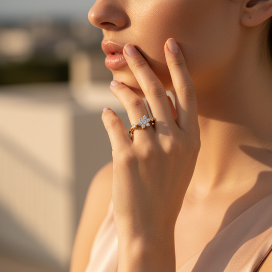 Modern Parallel Bloom Nine Stone Diamond