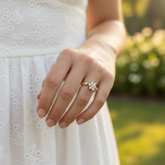 Modern Parallel Bloom Nine Stone Diamond
