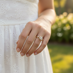 Modern Parallel Bloom Nine Stone Diamond