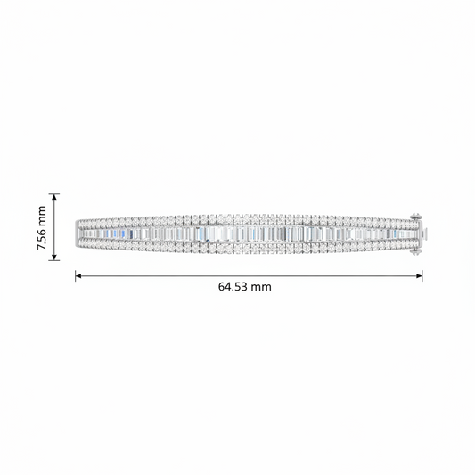 Triple Row Tapered Baguette And Round Diamond Border