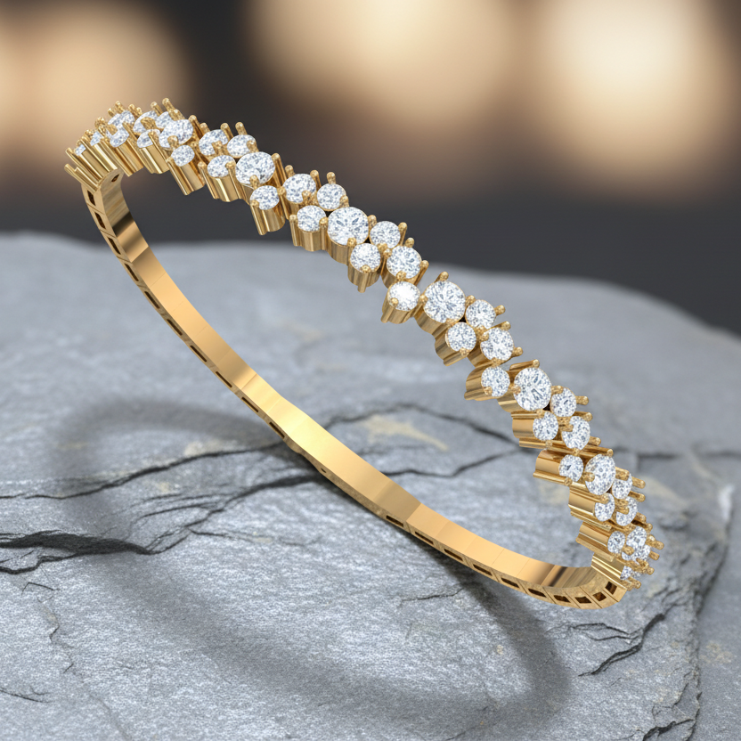Opulent Diamond Asymmetric Tapered Cluster Sculptural Organic Graduated